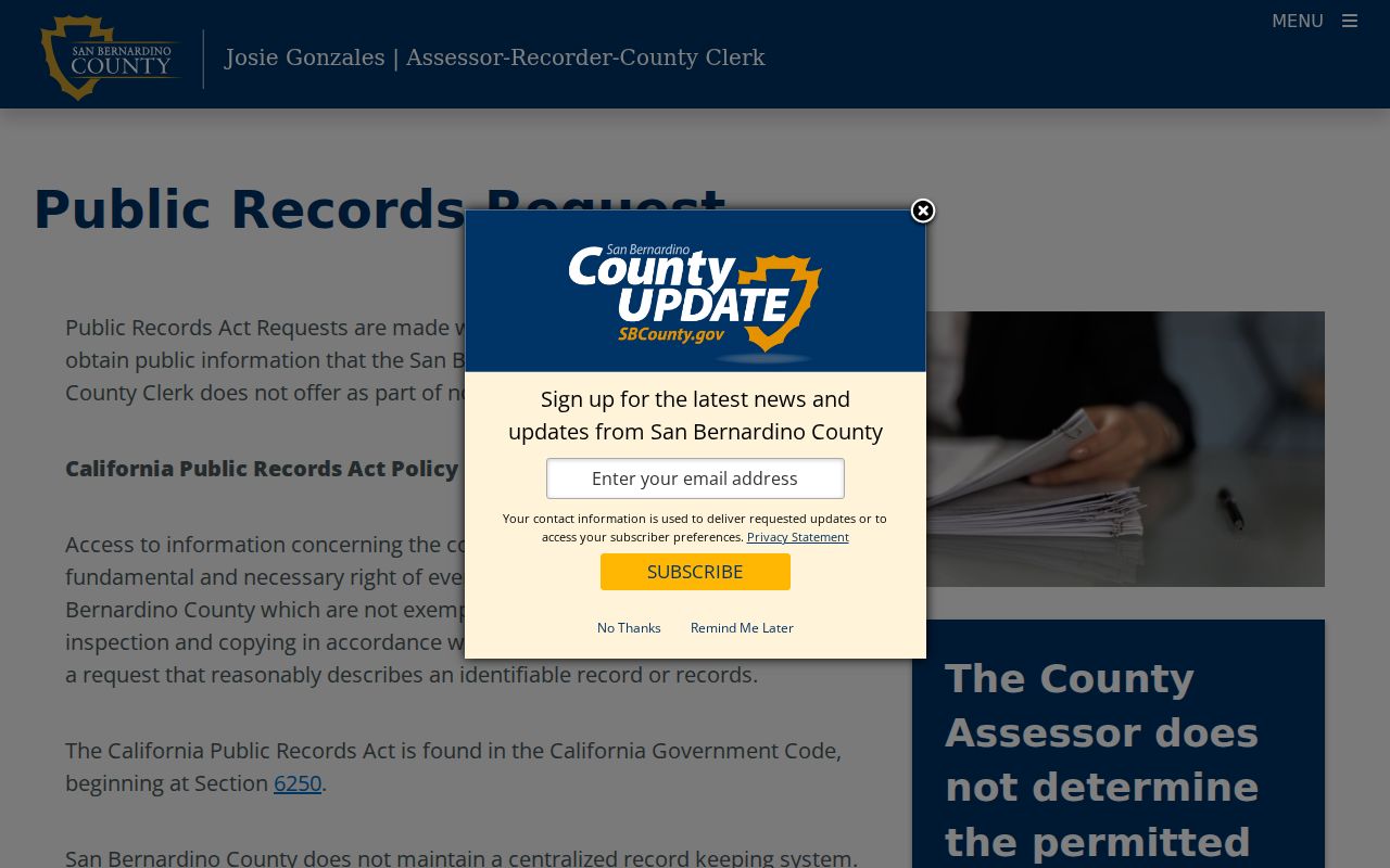 Chino Hills public records CPRA and ARC records request instructions