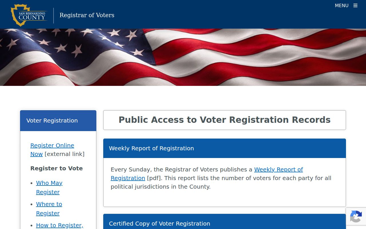 Chino Hills voter registration records county voter records access page